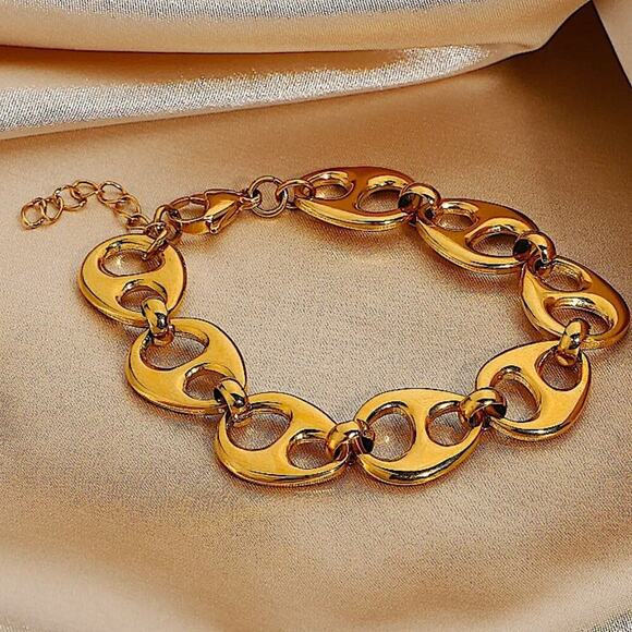 Gold 18K Mariner Pignose Chain Link Bracelet - Picture 5 of 9